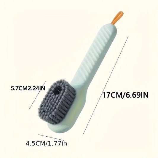 Multi-Functional Shoe Brush with Liquid Dispenser – Soft Bristles, No Electricity Needed, Ergonomic Plastic Handle – Ideal for Cleaning Shoes, Bathroom, Kitchen & Laundry Room